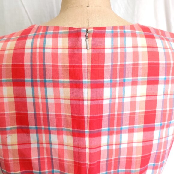 EUC Brooks Brothers Pink Madras Plaid Cotton Sleeveless Shift Dress 16 - Picture 4 of 5